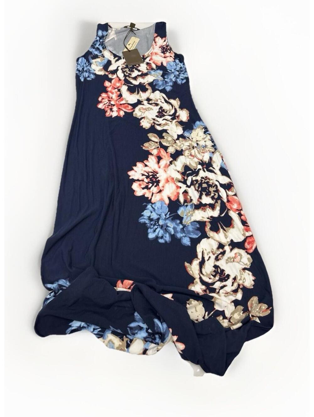 NWT Womens Tommy Bahama Maxi Racerback Tank Dress Floral Blue/pink Size Small
